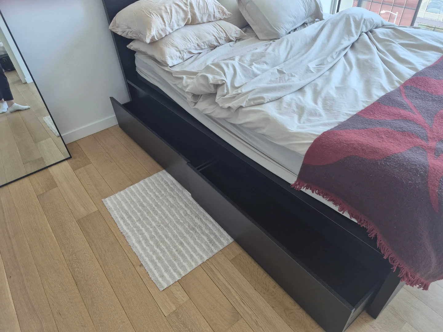 Black Platform Bed Frame with Storage Drawers - photo 3