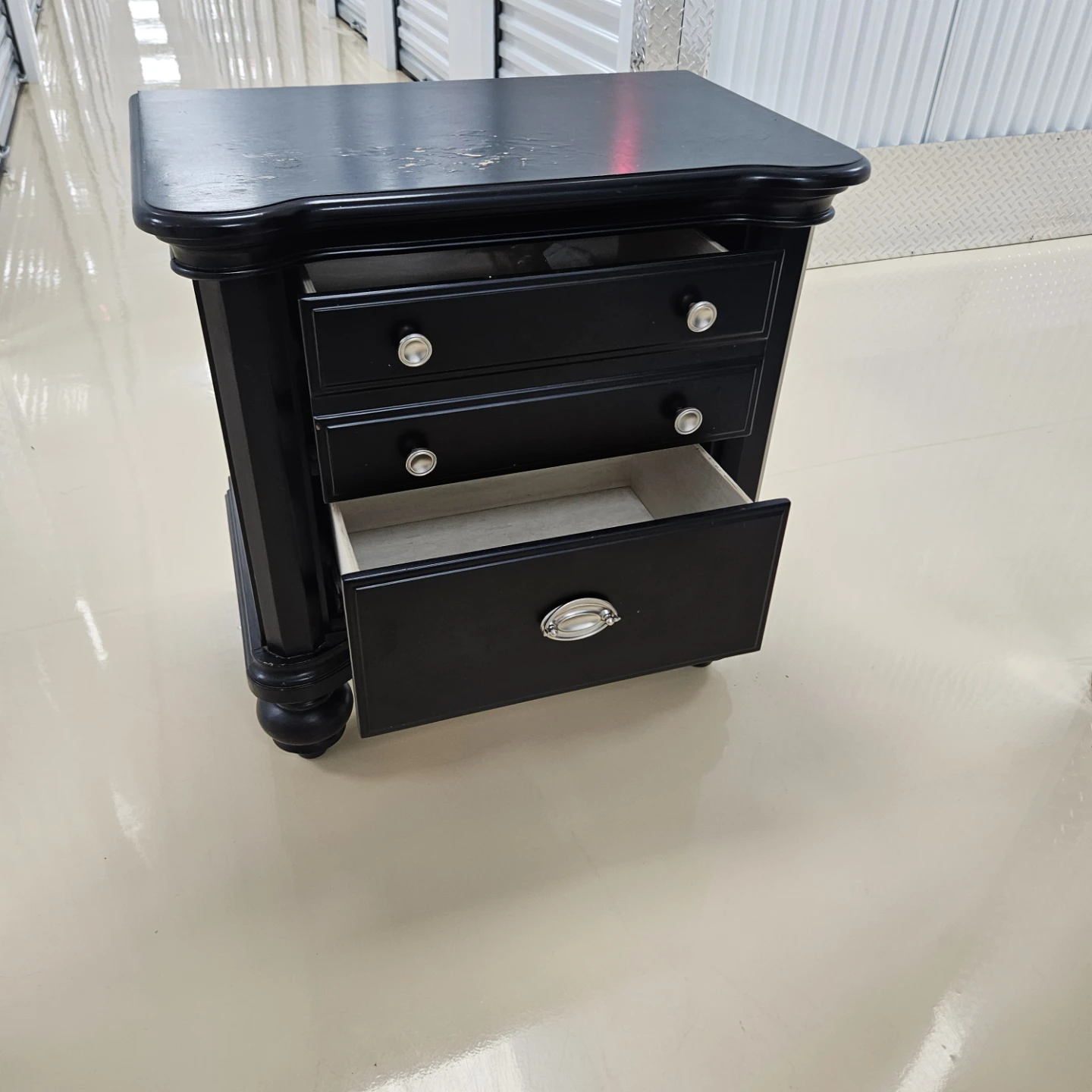 Brown/Blaxk Nightstand with 2 Drawers
