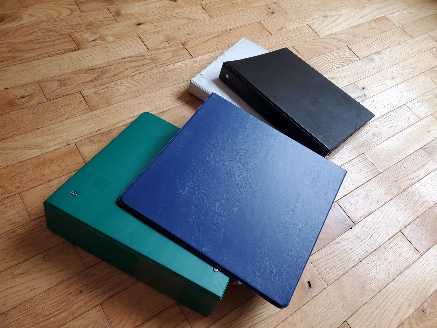 Three Ring Binders (Green, Blue, Black, White)