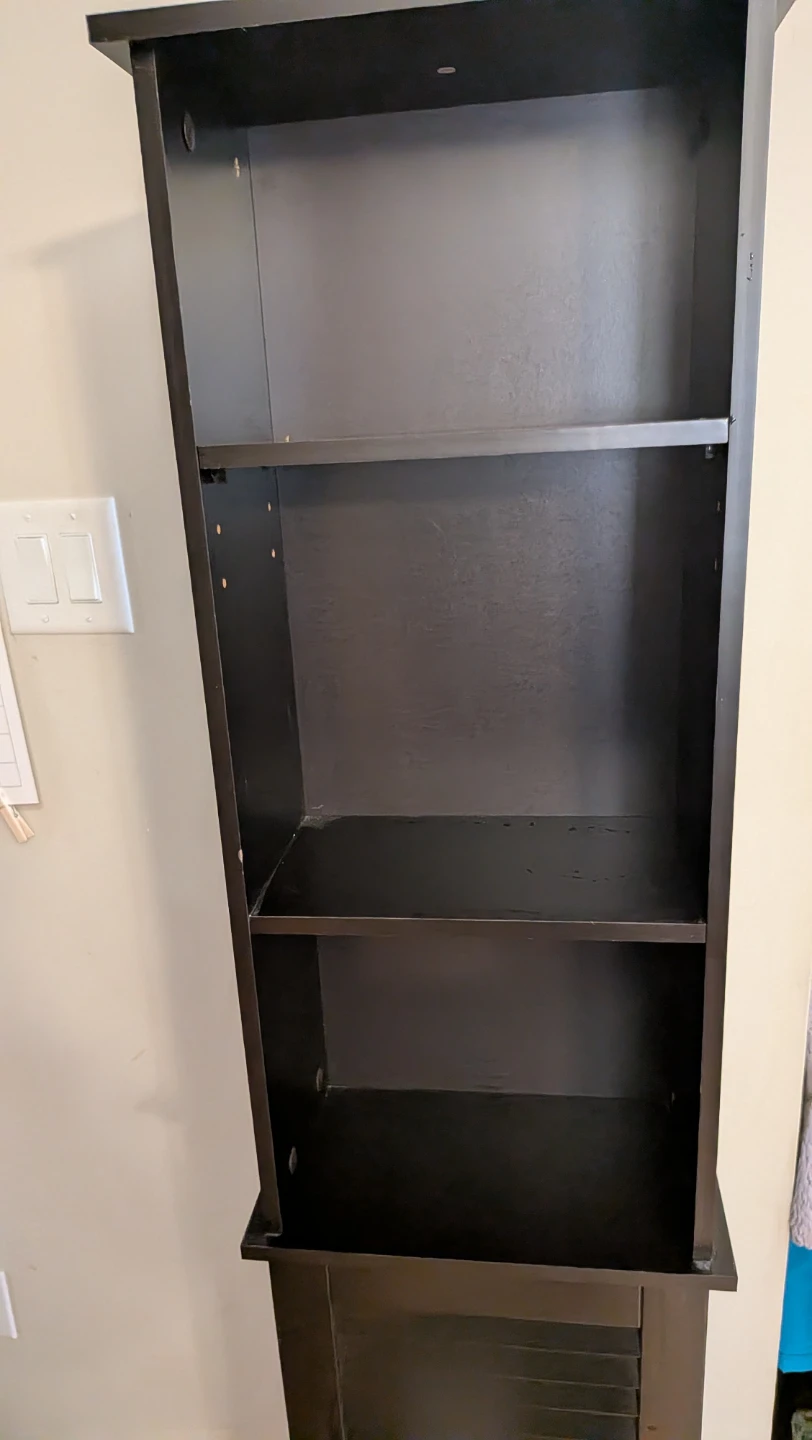 Dark Brown Tall Storage Cabinet with Louvered Door - photo 2
