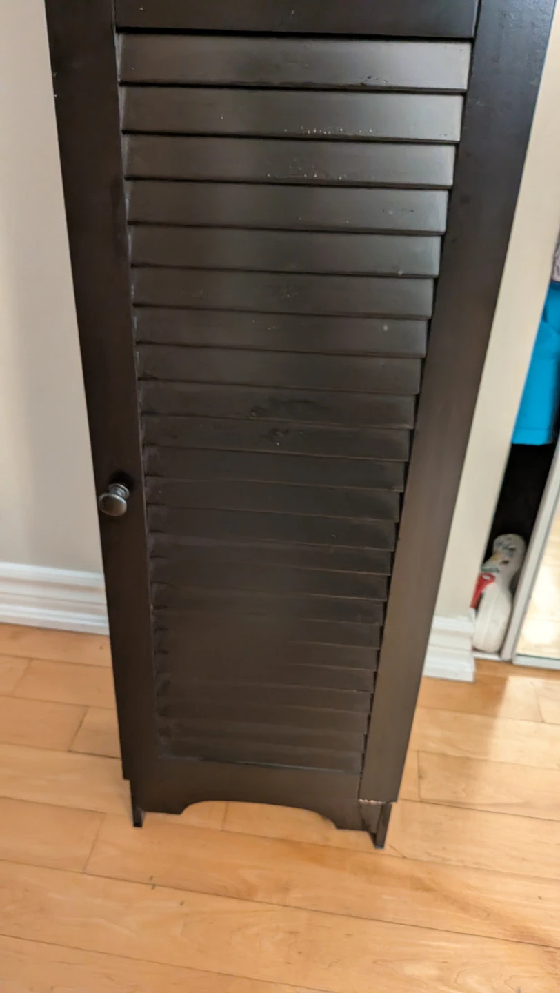 Dark Brown Tall Storage Cabinet with Louvered Door - photo 3