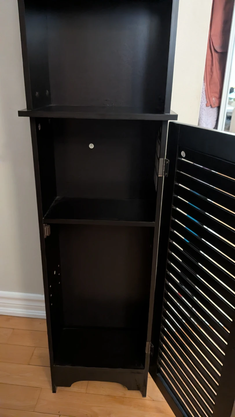 Dark Brown Tall Storage Cabinet with Louvered Door - photo 4
