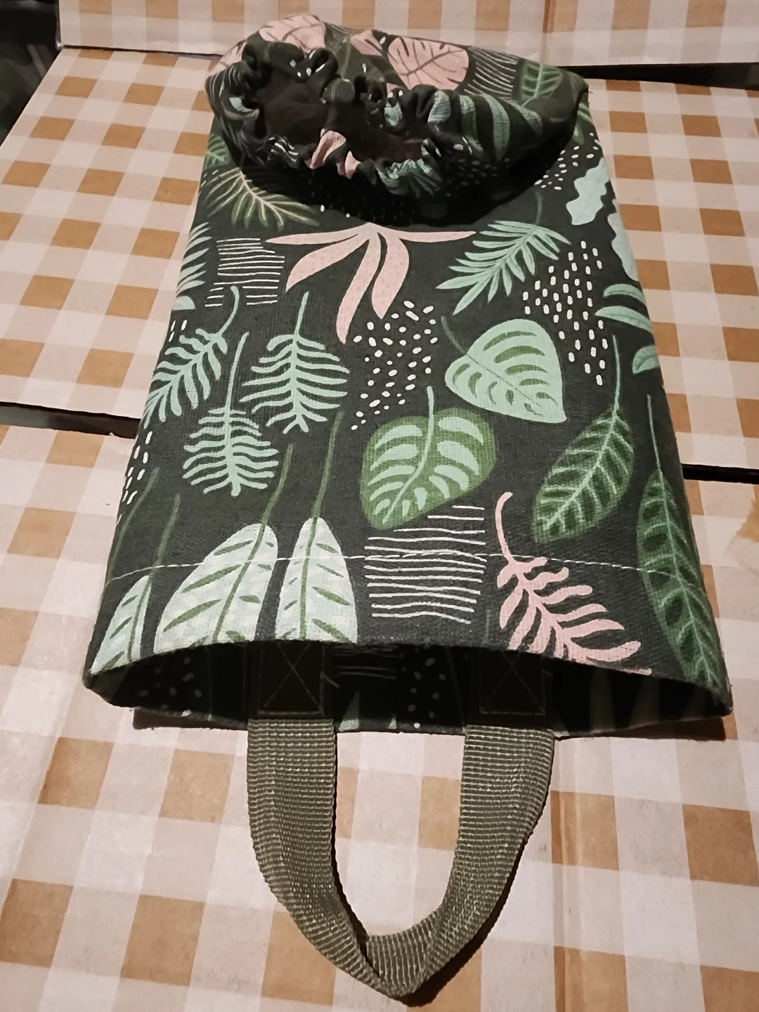 Fabric Drawstring Bag Tropical Leaf Print - photo 2