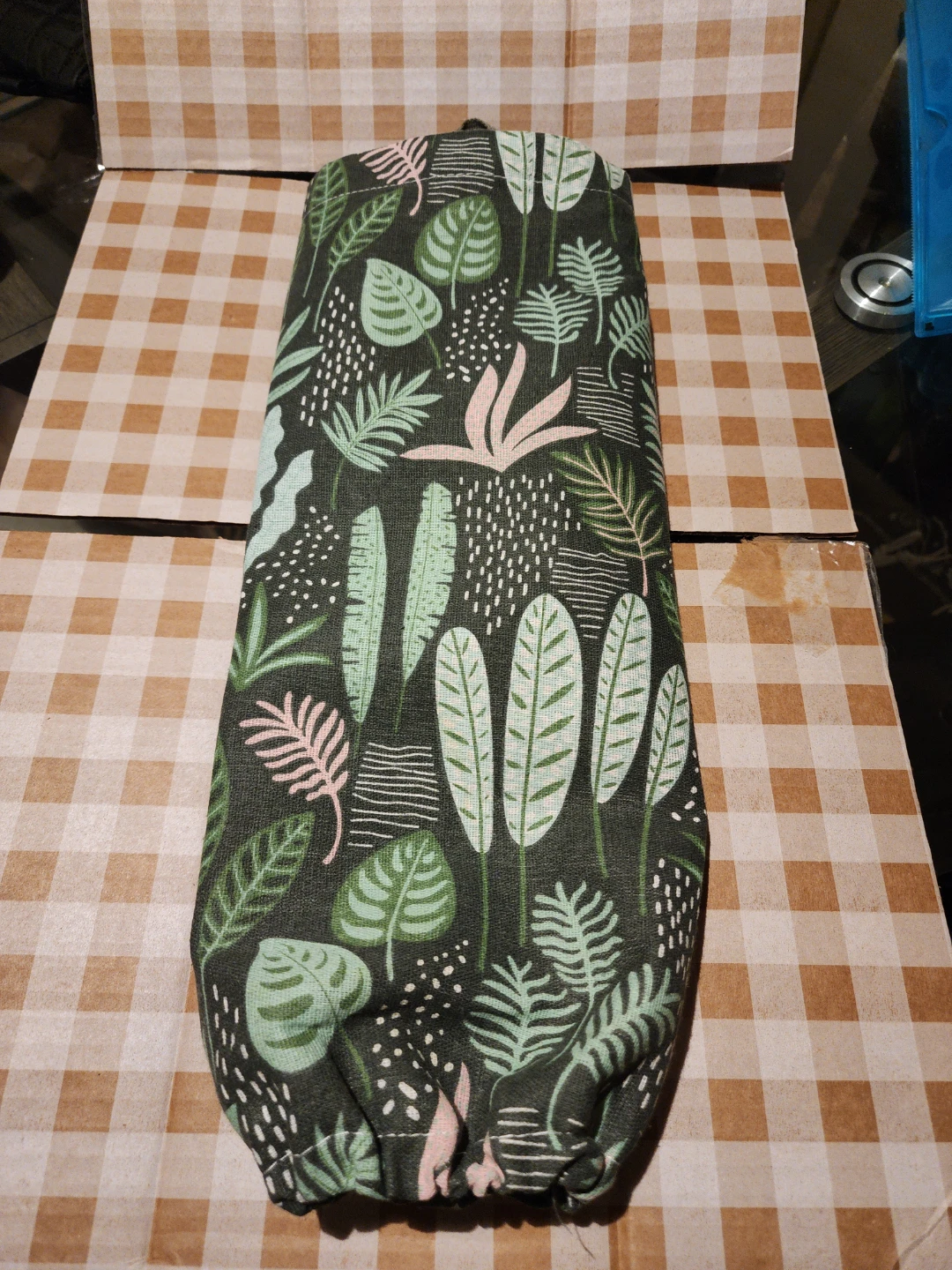 Fabric Drawstring Bag Tropical Leaf Print - photo 4