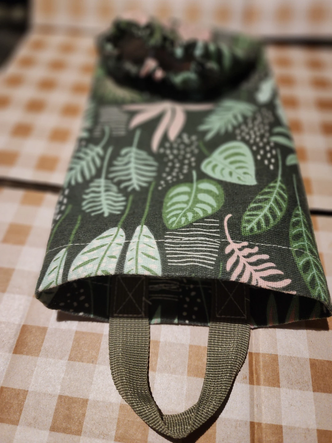Fabric Drawstring Bag Tropical Leaf Print - photo 5