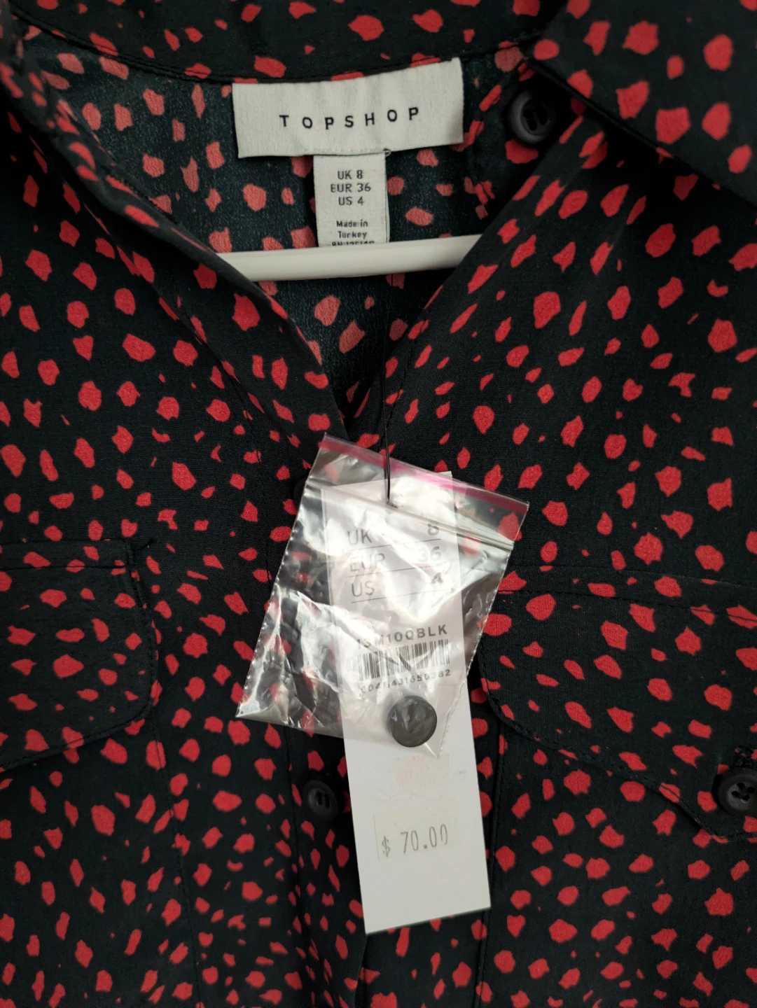 TOPSHOP Black & Red Dot Print Button-Up Blouse - photo 2