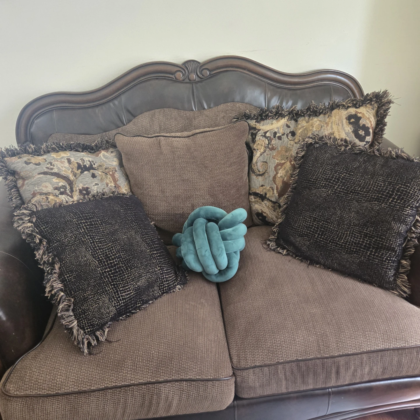 3 piece Brown Leather Sofa and Armchair Set - photo 2