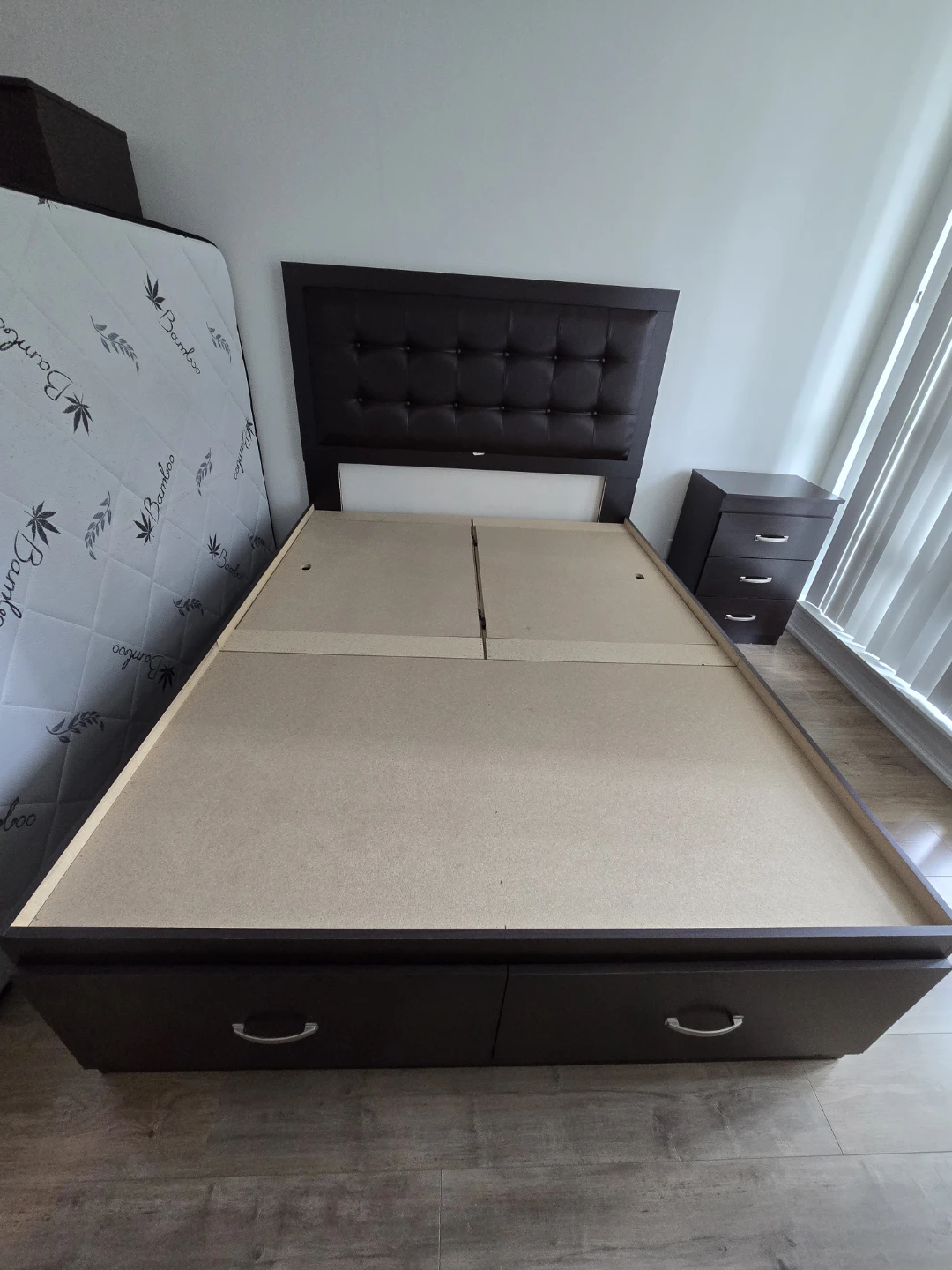 1 yr Old Hardwood Queen Bed with Storage -  Moving Sale - photo 3
