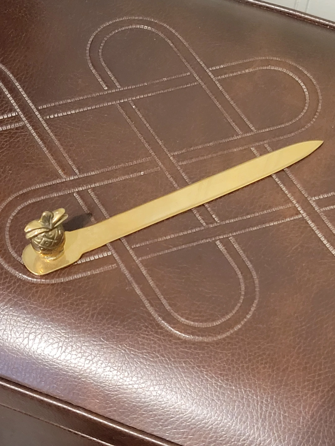 Vintage Brass Letter Opener with Pineapple Handle