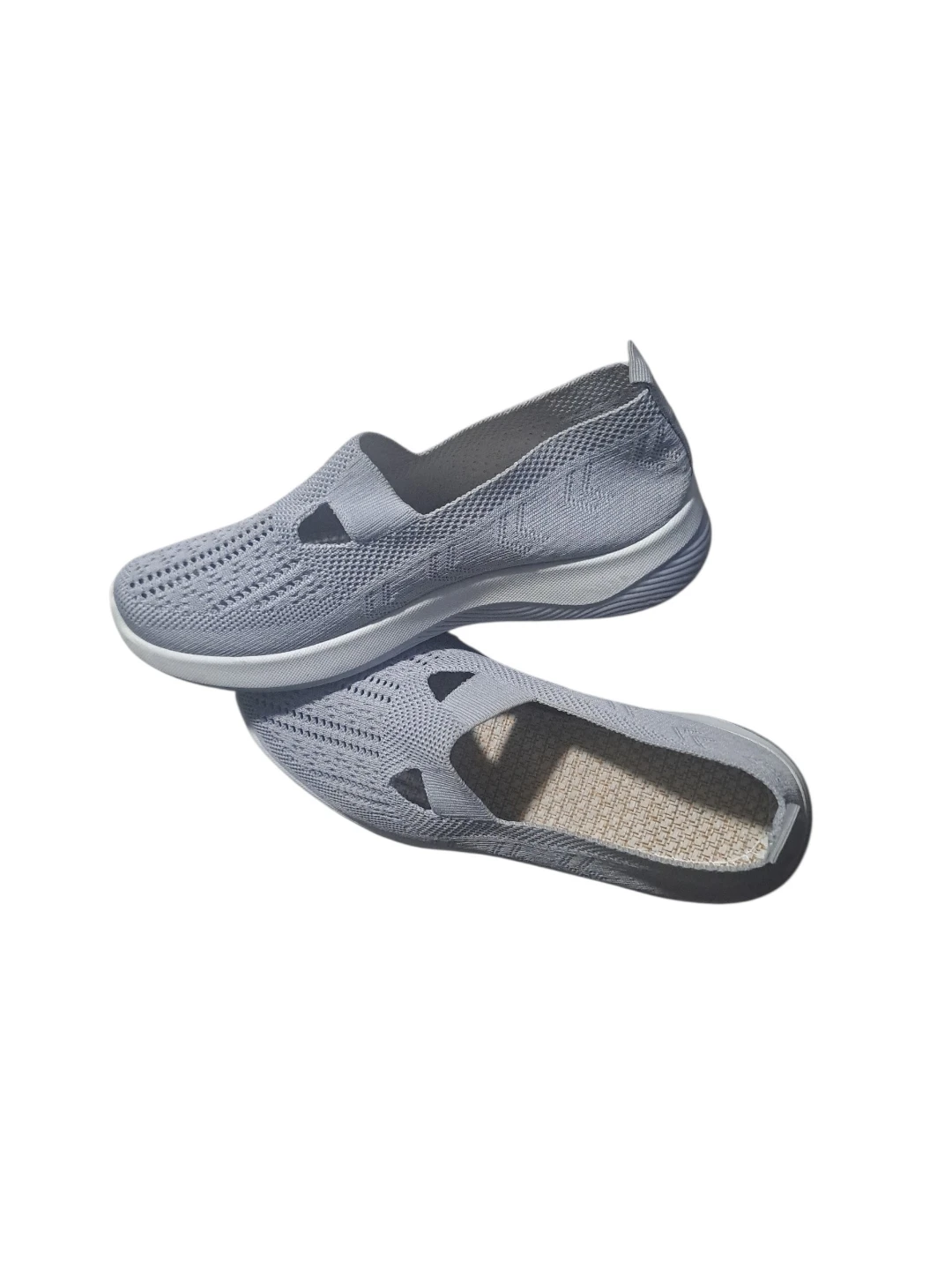 Grey Knit Slip-On Shoes