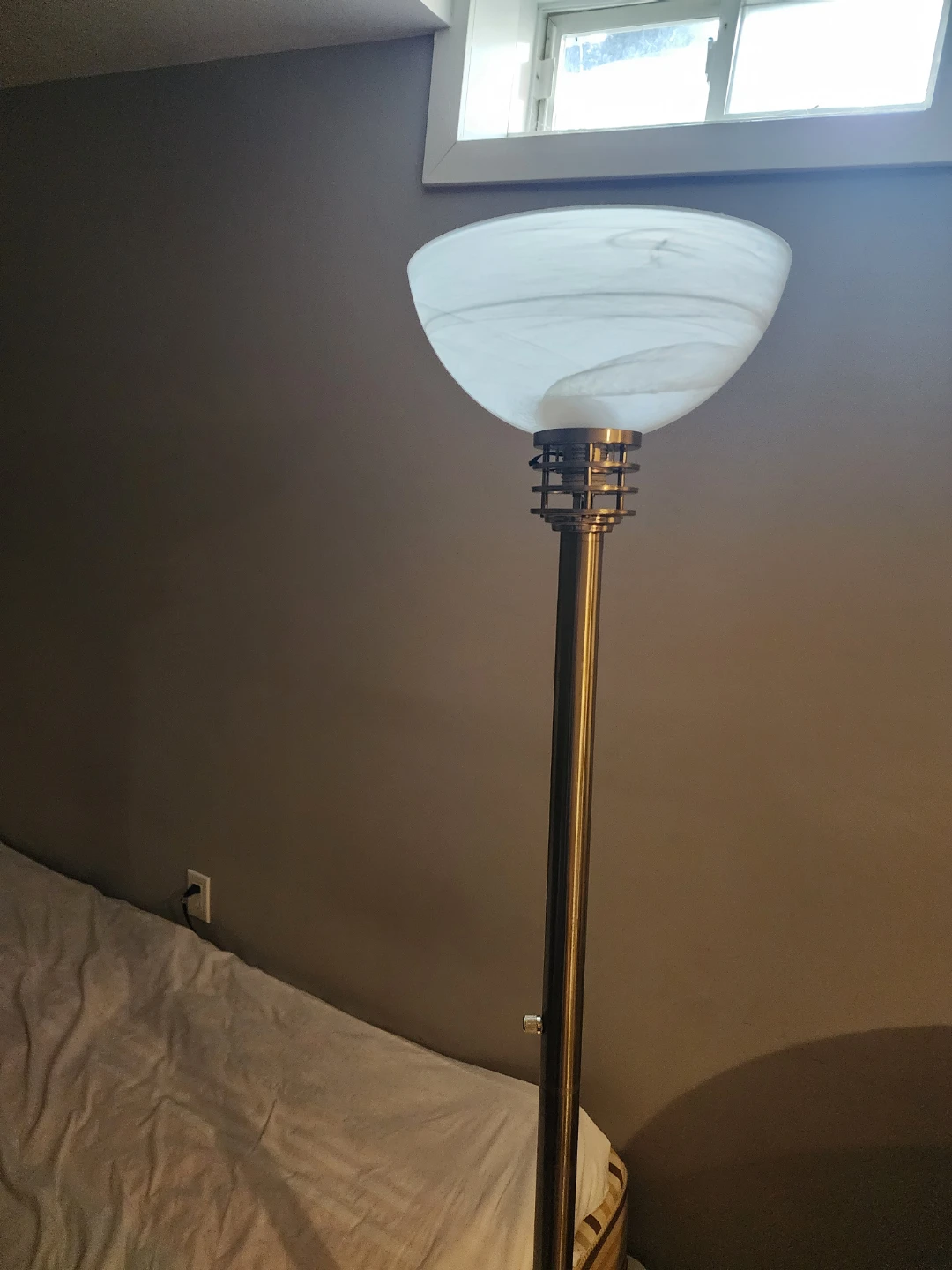 Torchiere Floor Lamp with Marbled Glass Shade