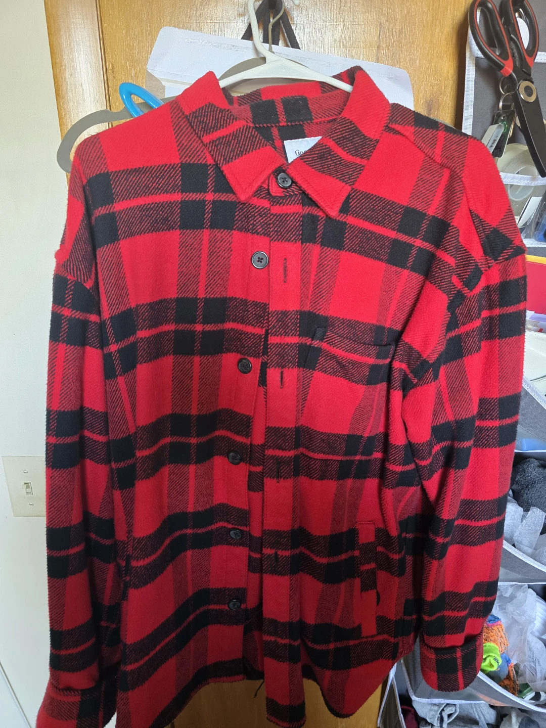 ⚽ Good Threads Red and Black Plaid Flannel Shirt