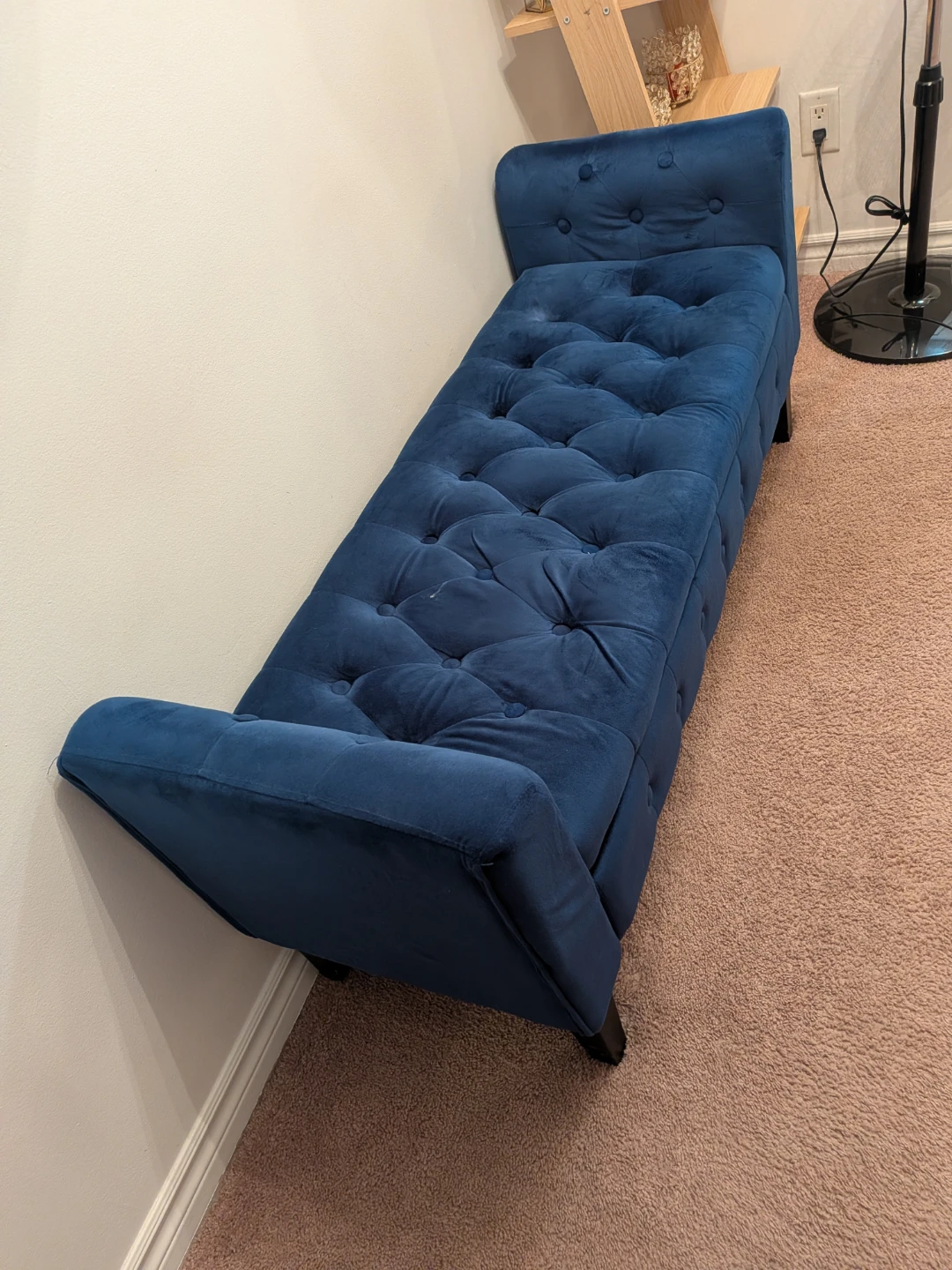 Royal blue tufted velvet bench with built in storage⚽ - photo 2