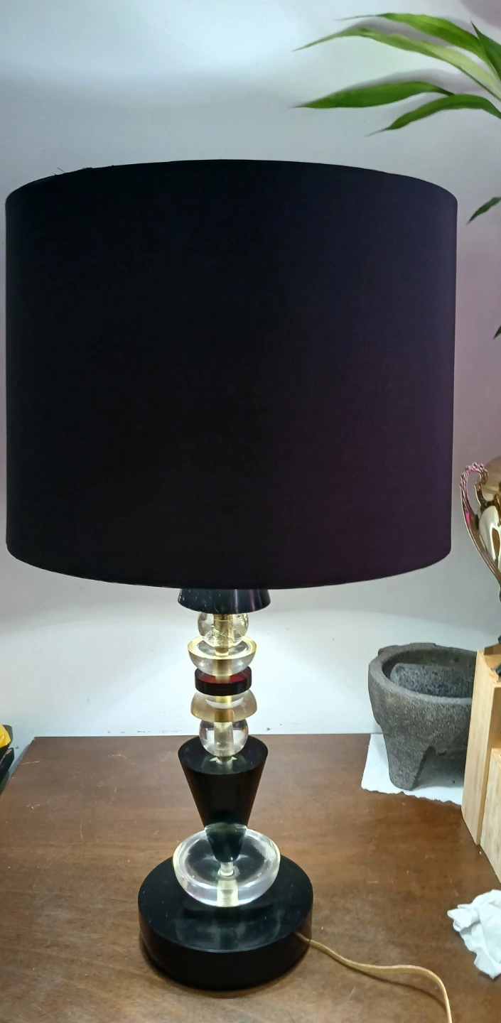 Table Lamp with Black Drum Shade