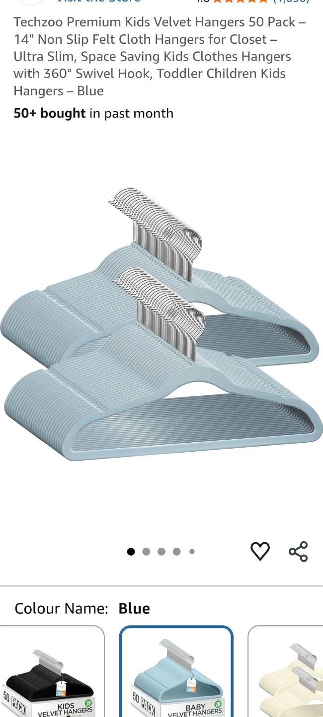 50 Pack Kids Velvet Hangers - Mint Green 14"
