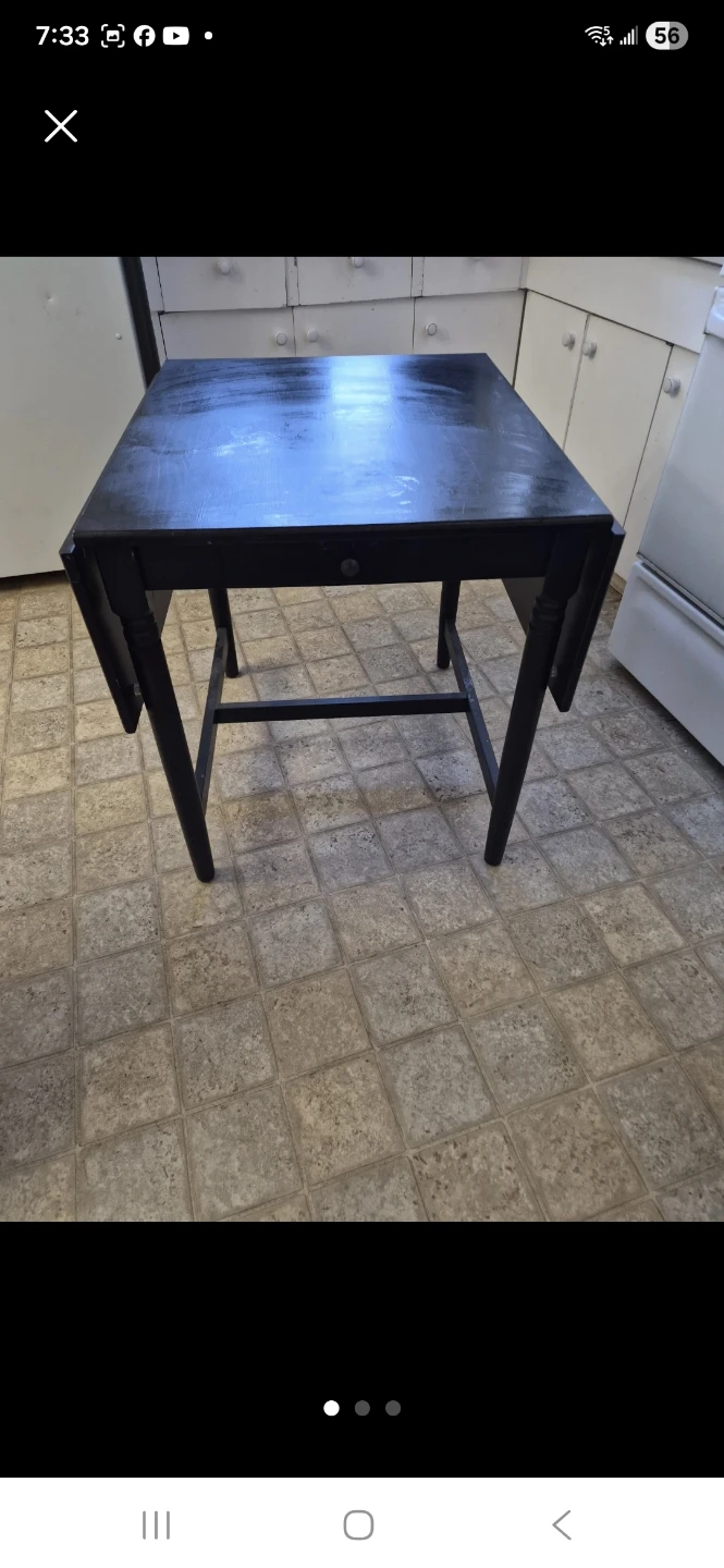 Black Drop Leaf Table with Drawer