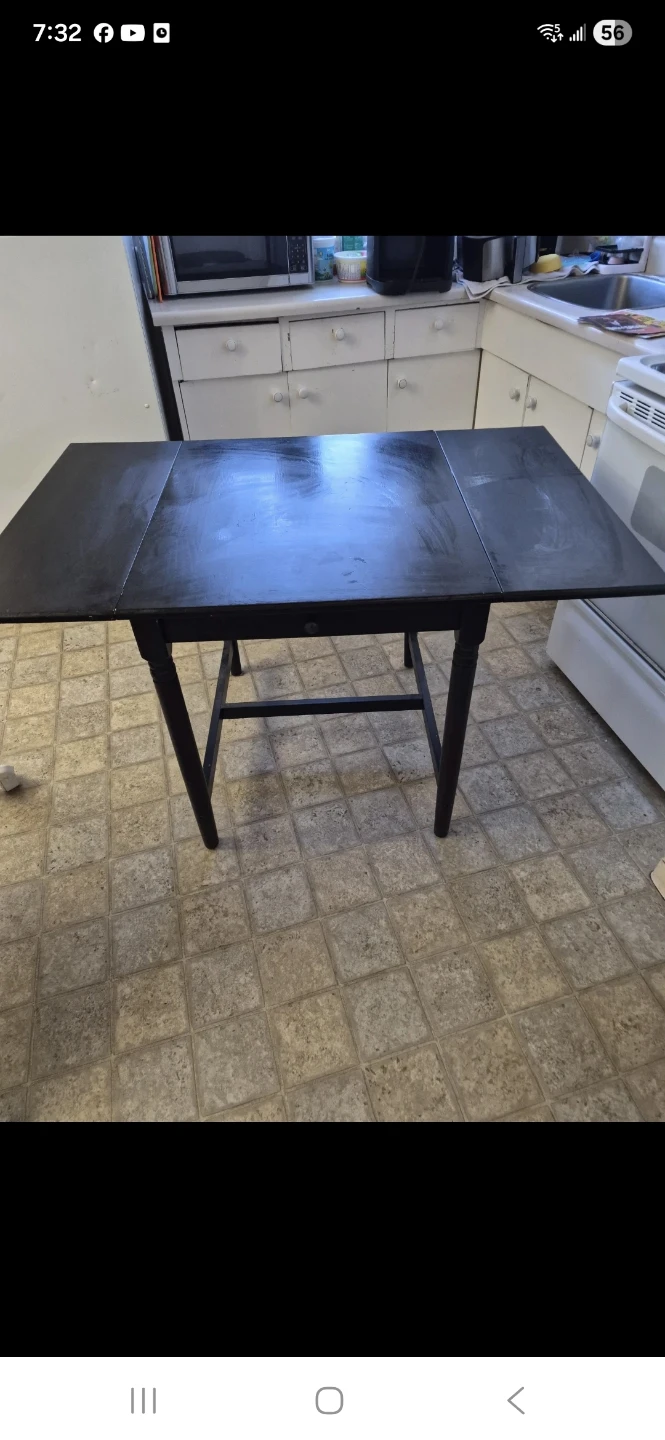 Black Drop Leaf Table with Drawer - photo 2