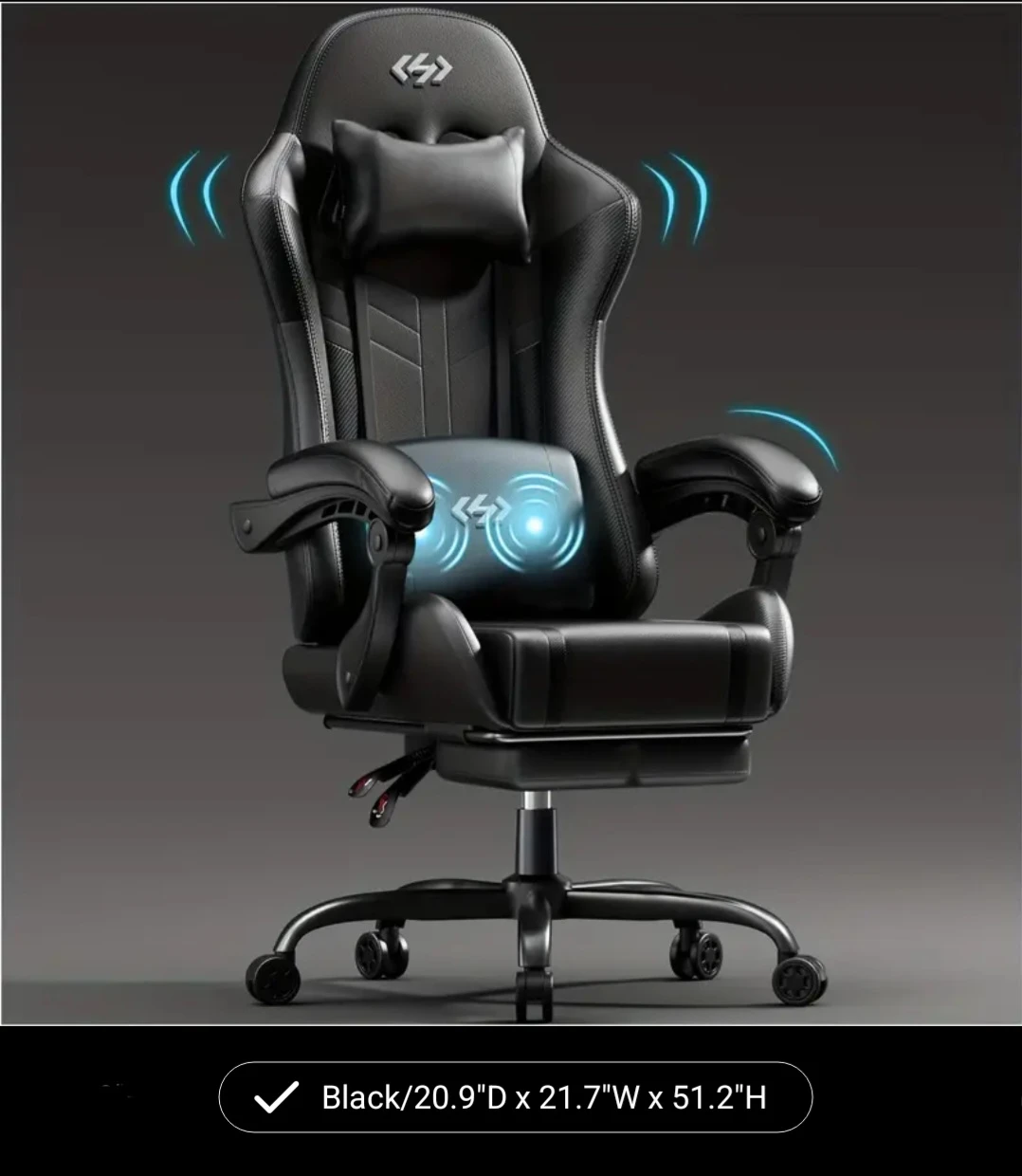 Gaming Chair with Headrest and Lumbar Support