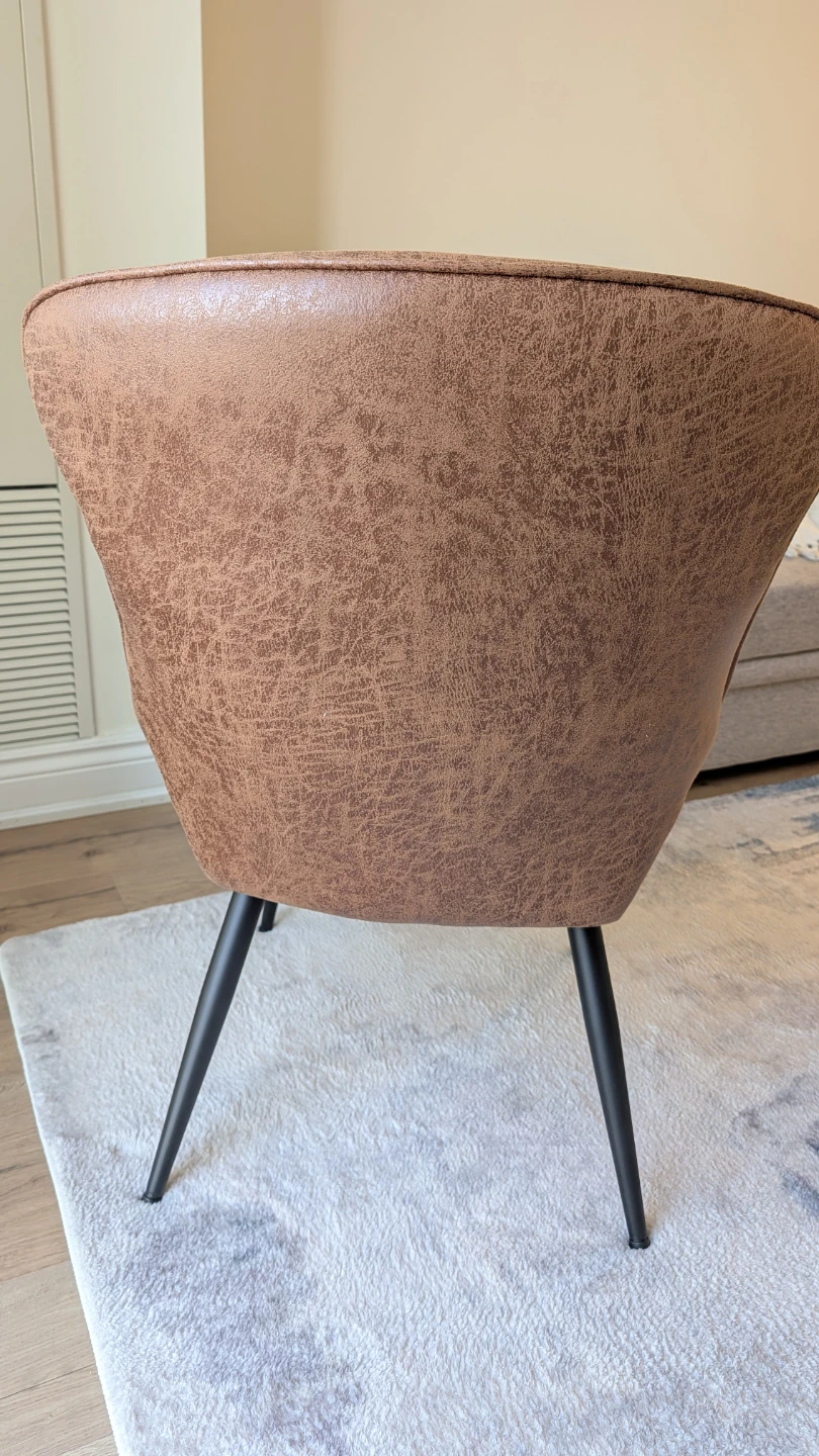 Modern Brown Faux Leather Accent Chair with Tufted Back - photo 4