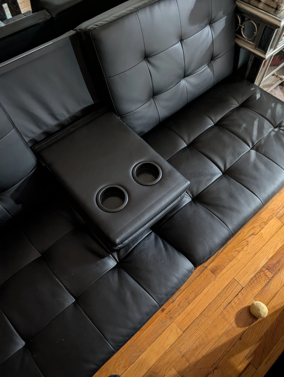 Black  Futon Sofa with Cup Holders - photo 3