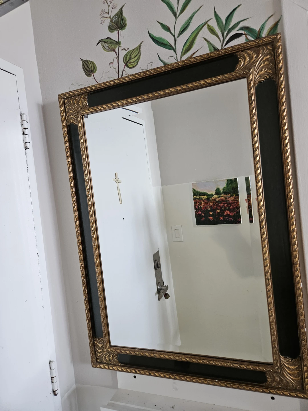 Ornate Roman  Gold and  Green  Framed Mirror - photo 3