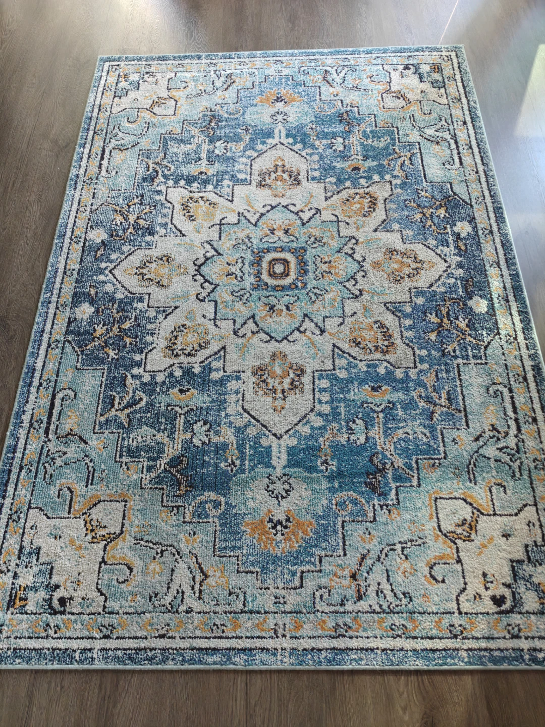 Blue and White Medallion Area Rug 5x7 feet