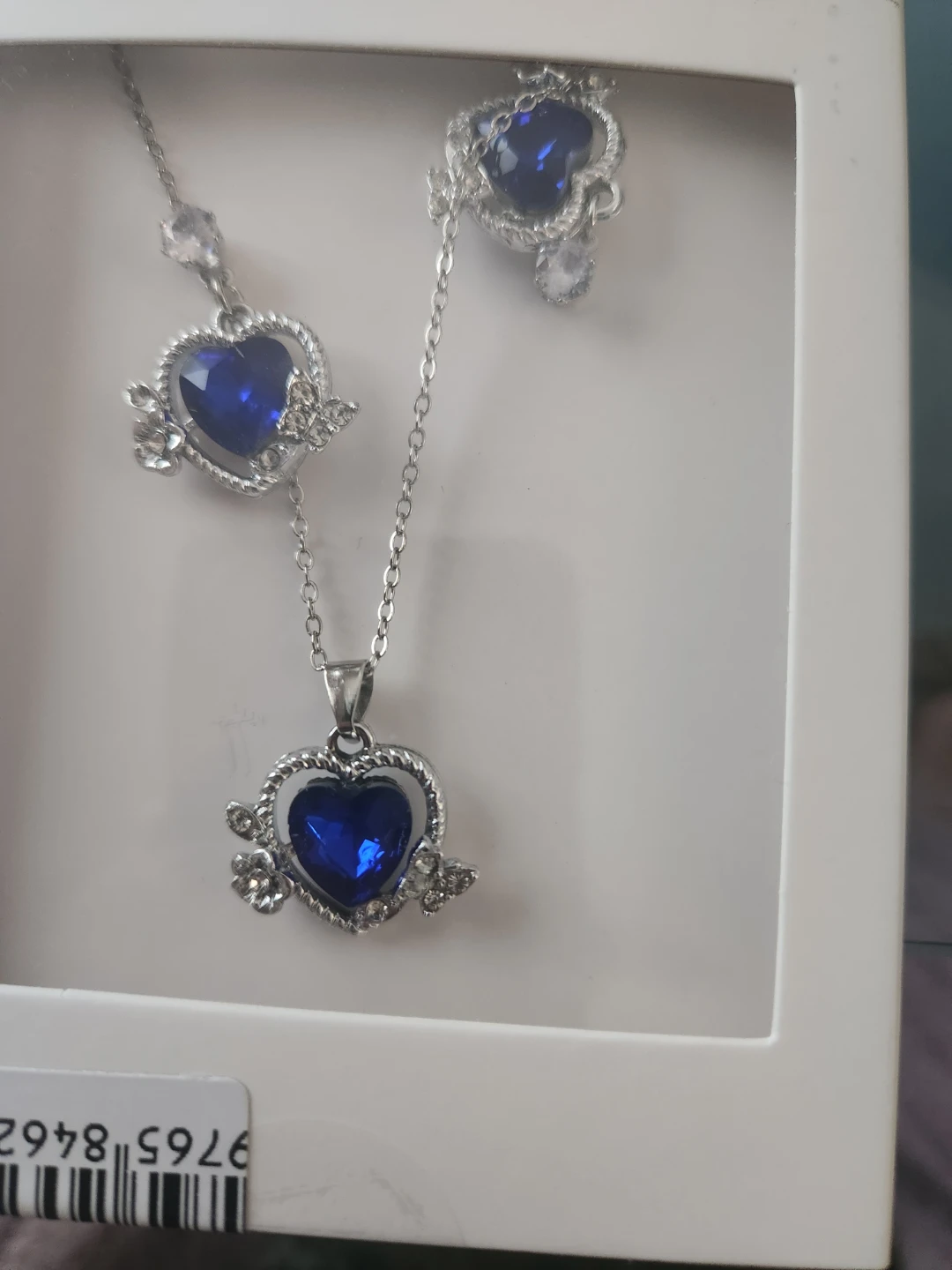 Blue Heart Necklace and Earring Set
