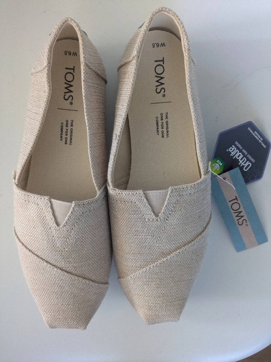 TOMS Alpargata Natural Metallic Woven Flats - Women's Size 6.5