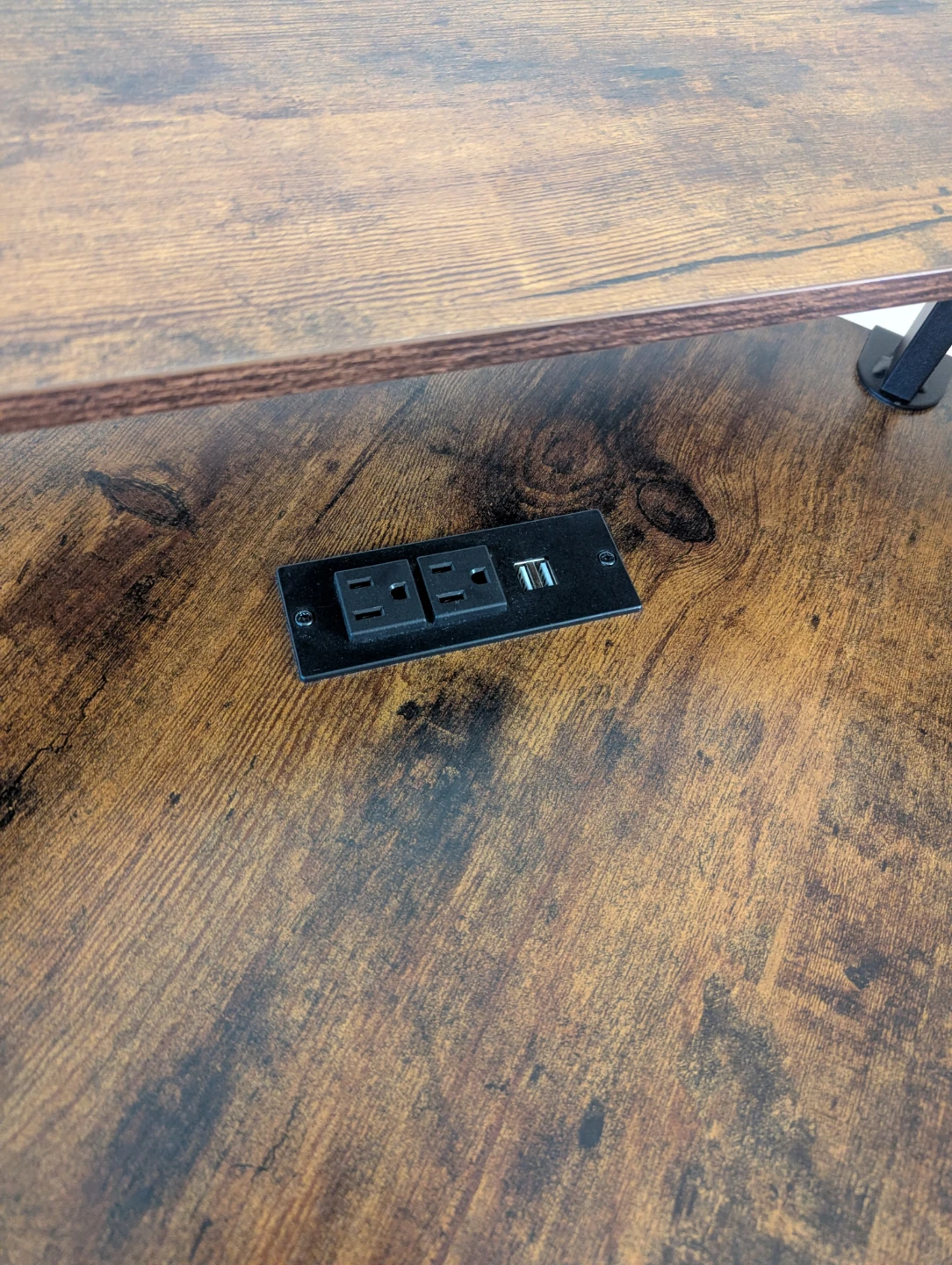 L-Shaped Corner Desk with Built-in Power Outlets and Shelves - photo 4