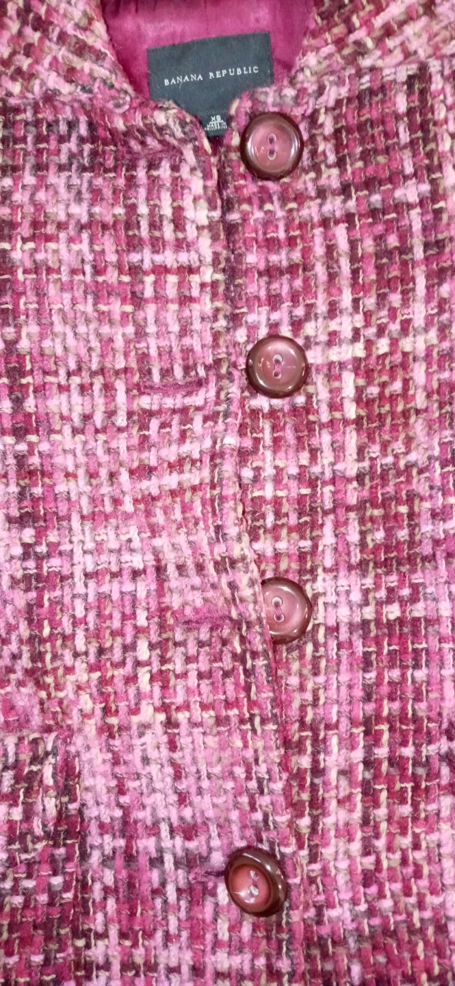 Banana Republic Tweed Jacket XS Pink/Burgundy - photo 2