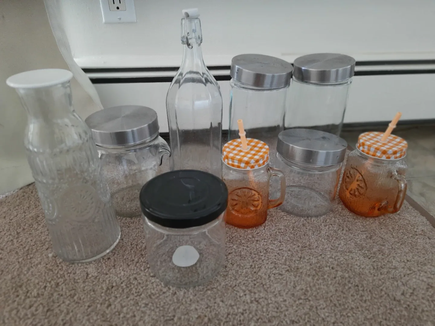 Storage Glass Jars and Bottles Set