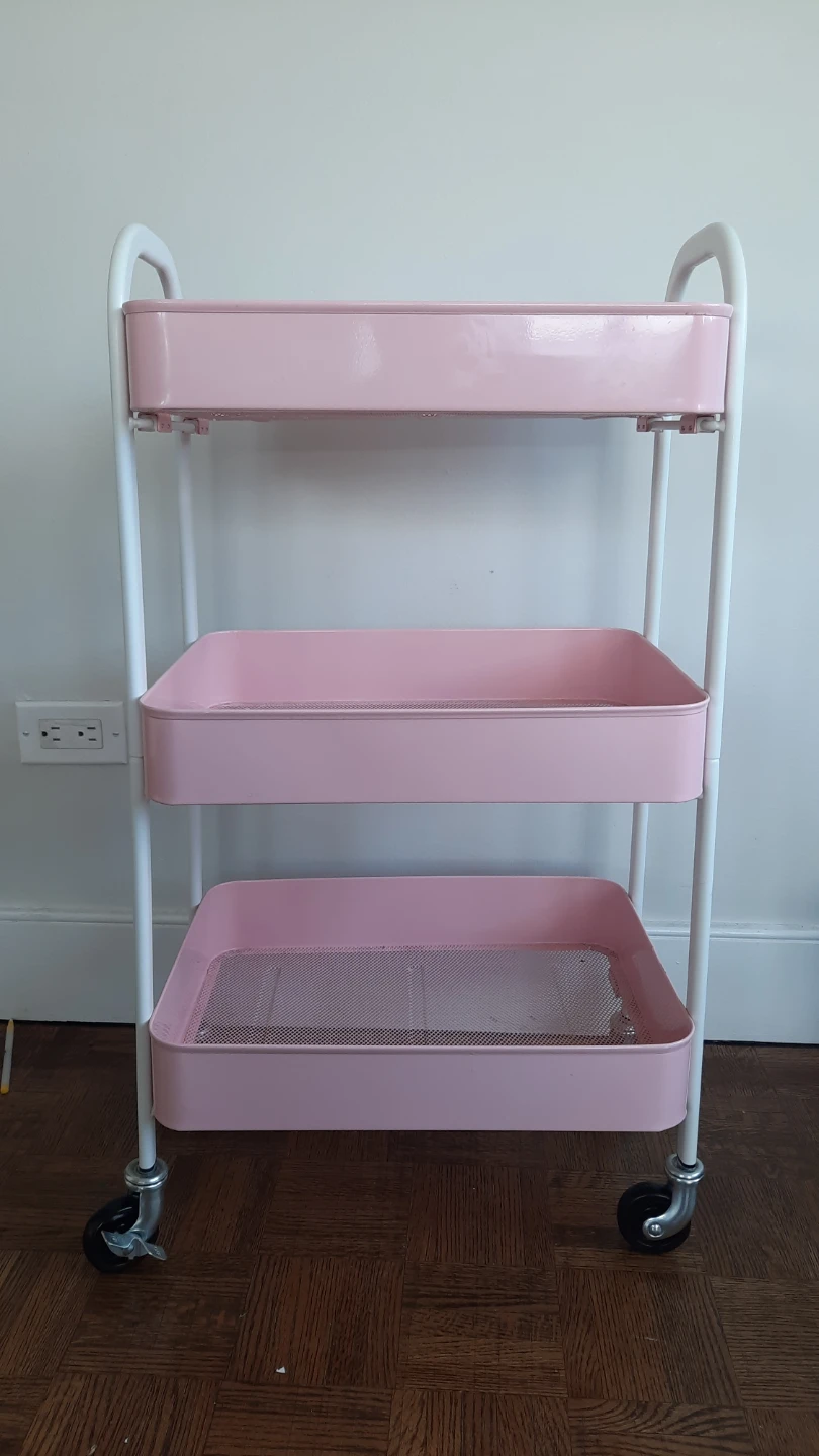 Pink 3-Tier Rolling Cart
