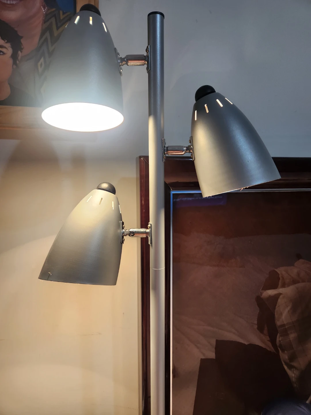 Silver Floor Lamp with 3 Adjustable Lights