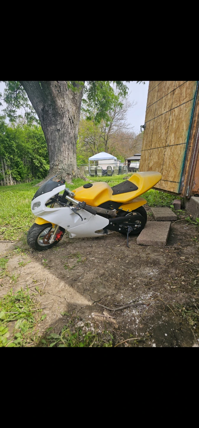 Yellow and White Pocket Bike