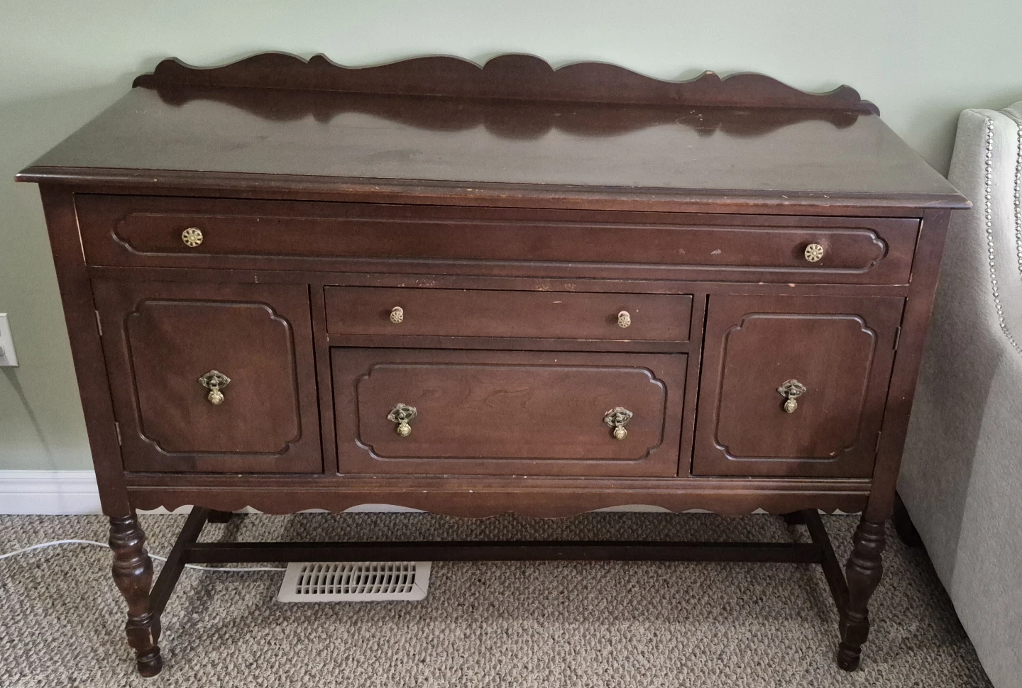 Antique Buffet Cabinet with Drawers and Cabinets
