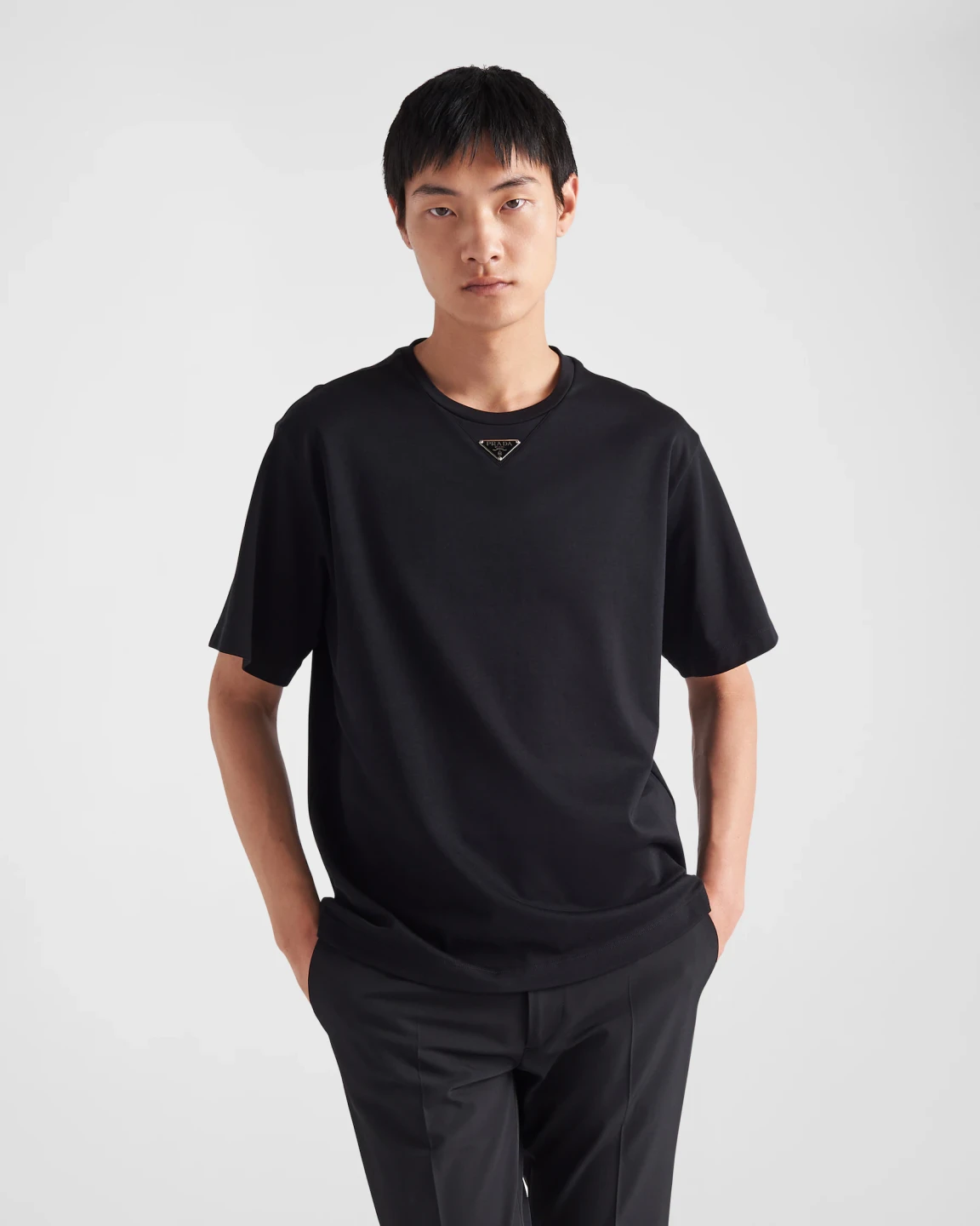 Prada Black T-Shirt with Triangle Logo