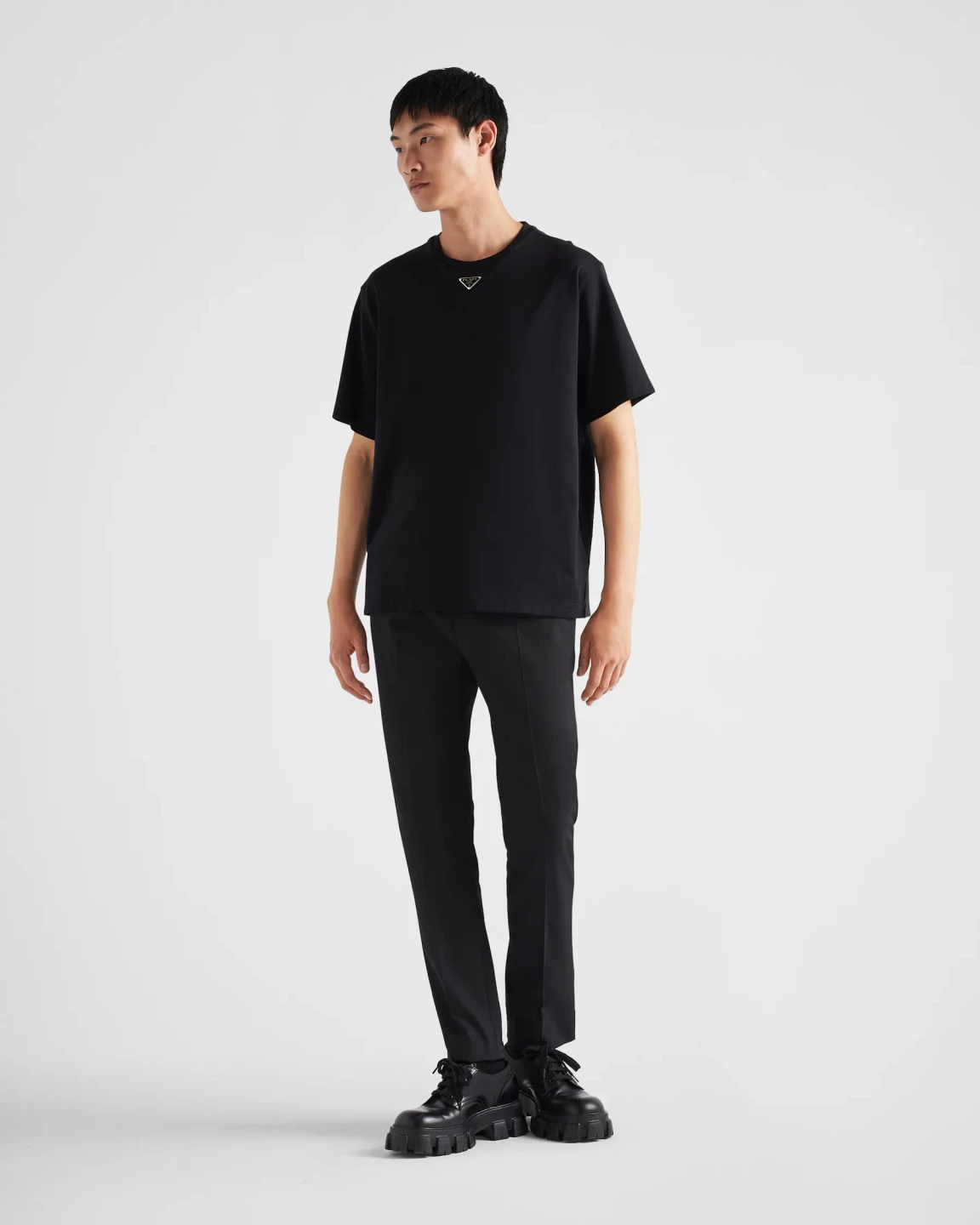 Prada Black T-Shirt with Triangle Logo - photo 5
