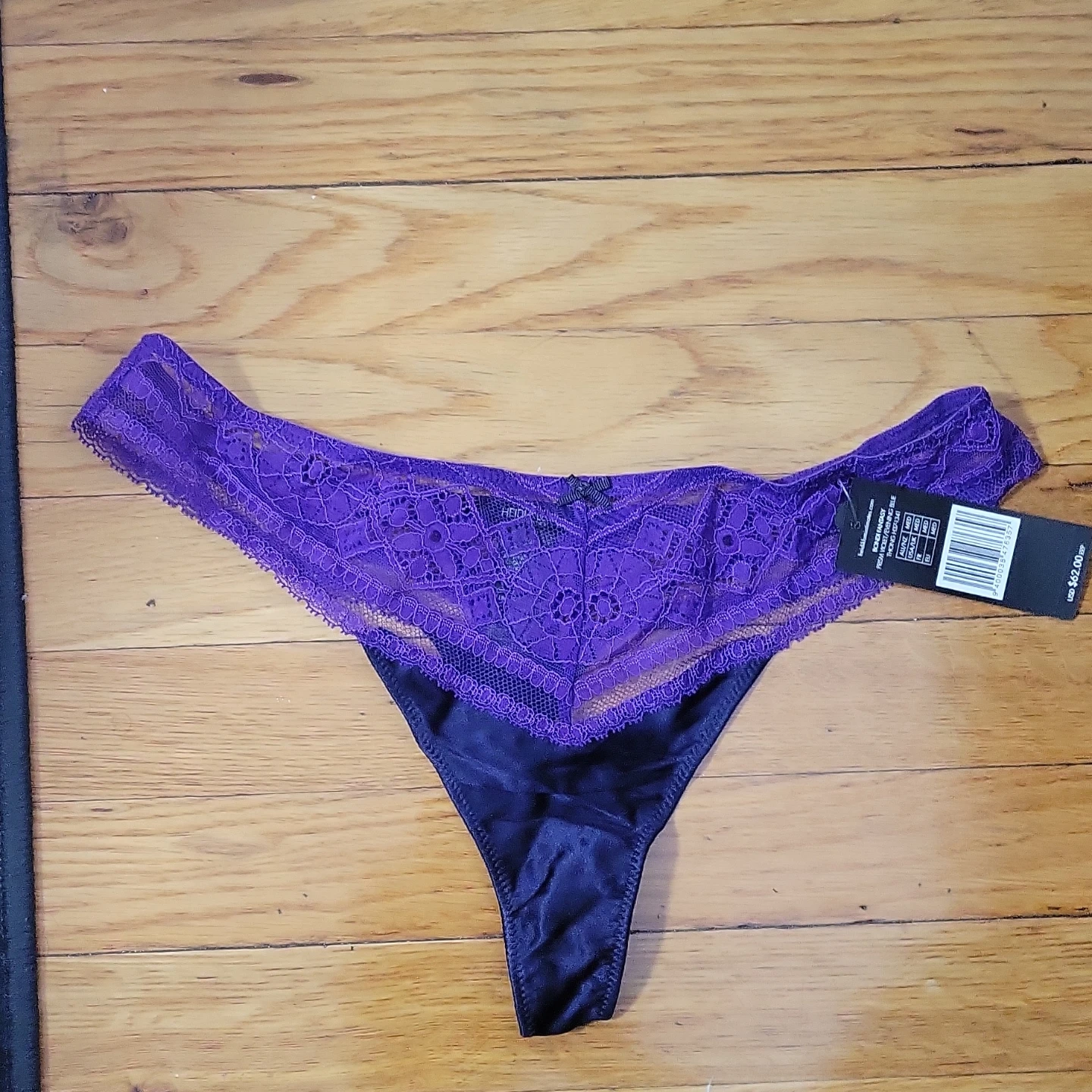 Heidi Klum Intimates Purple Lace Thong - Medium