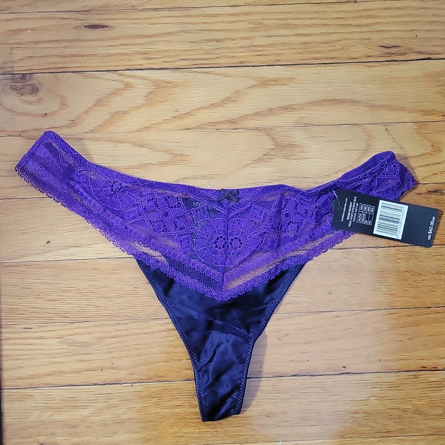 Heidi Klum Intimates Purple Lace Thong - Medium - photo 2