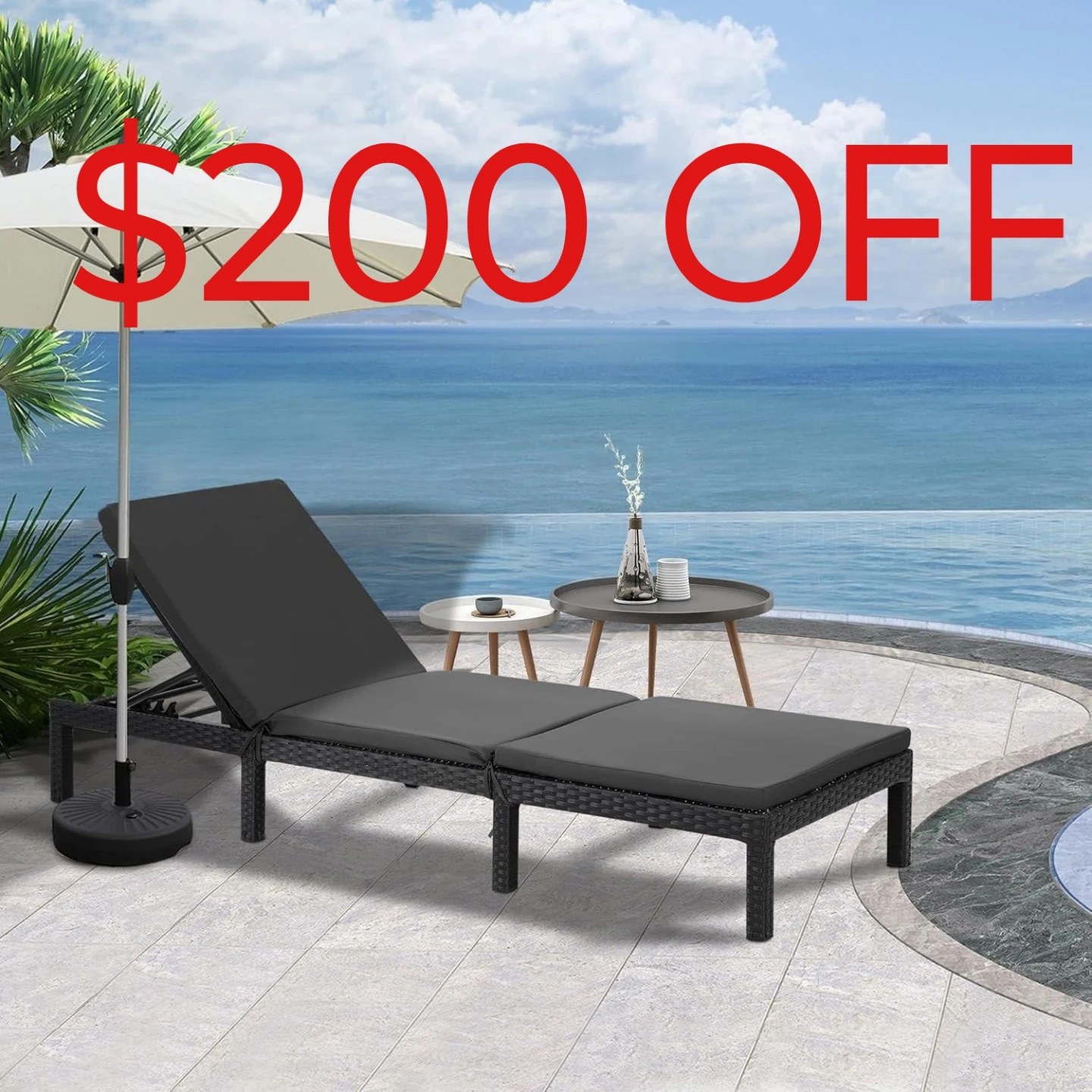 Rattan lounger.  Brand new in the box. $200 off