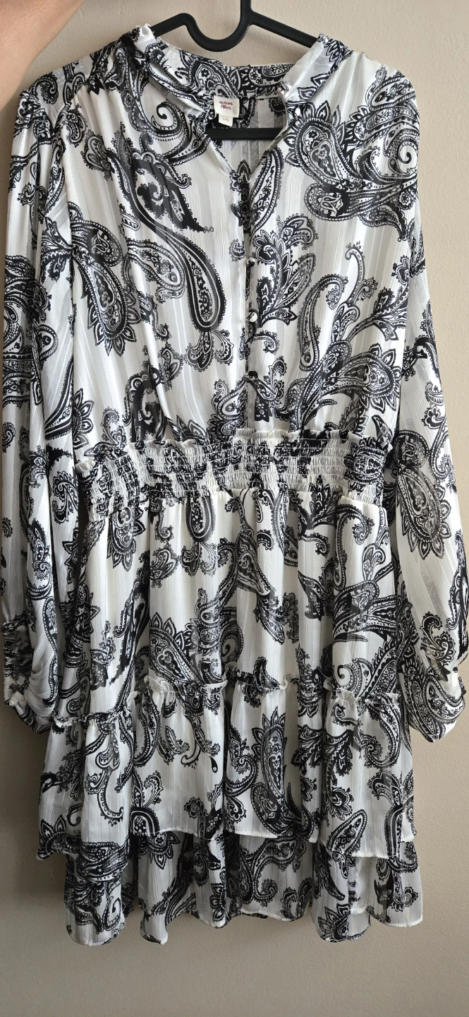 Large White Print Tiered Dress - photo 2