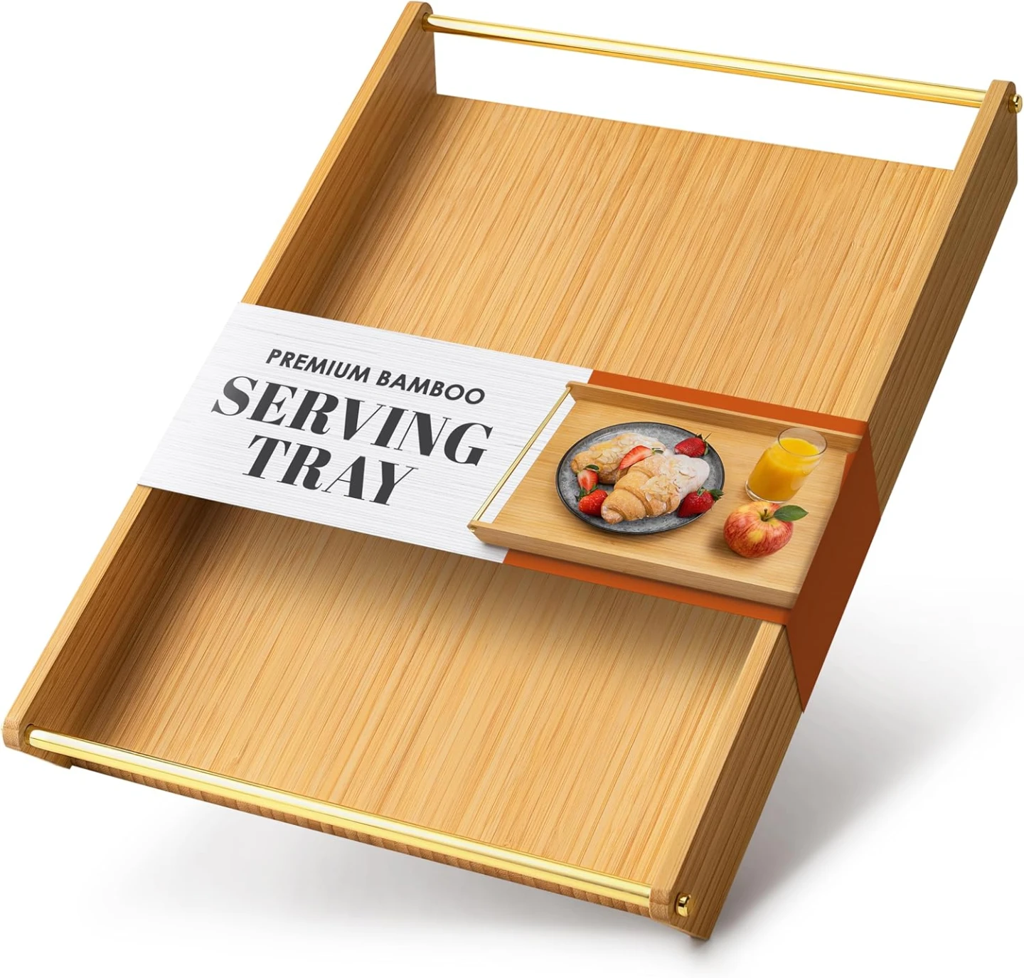Premium Bamboo Serving Tray with Gold Handles - photo 2