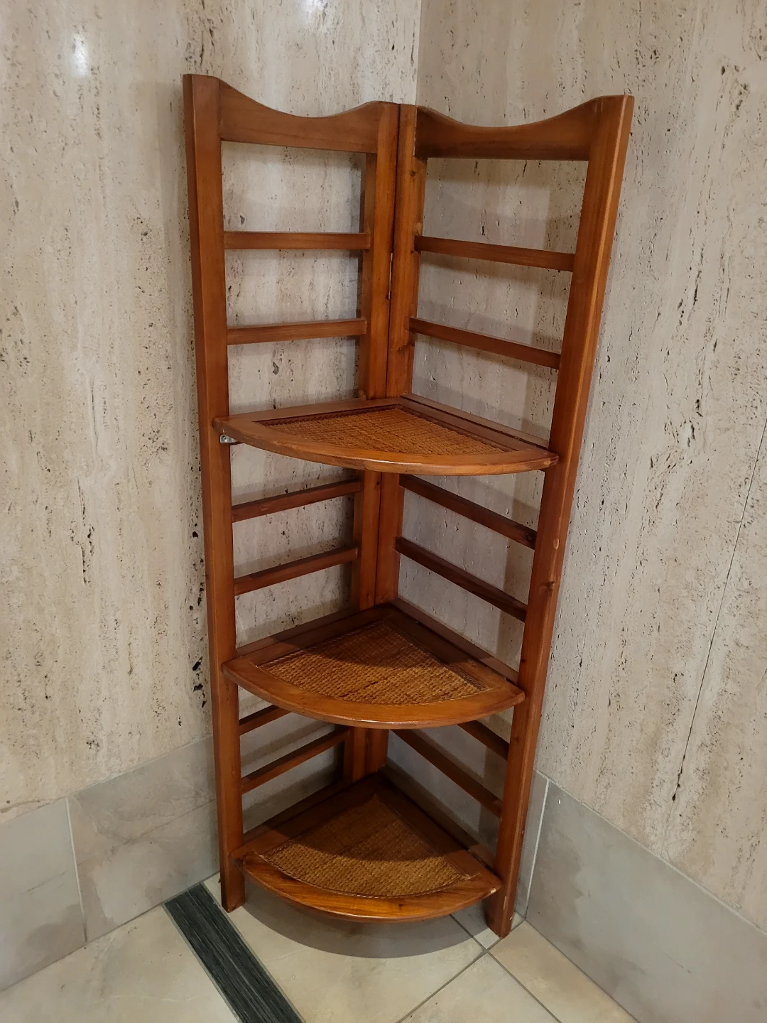 Wooden Corner Shelf Unit