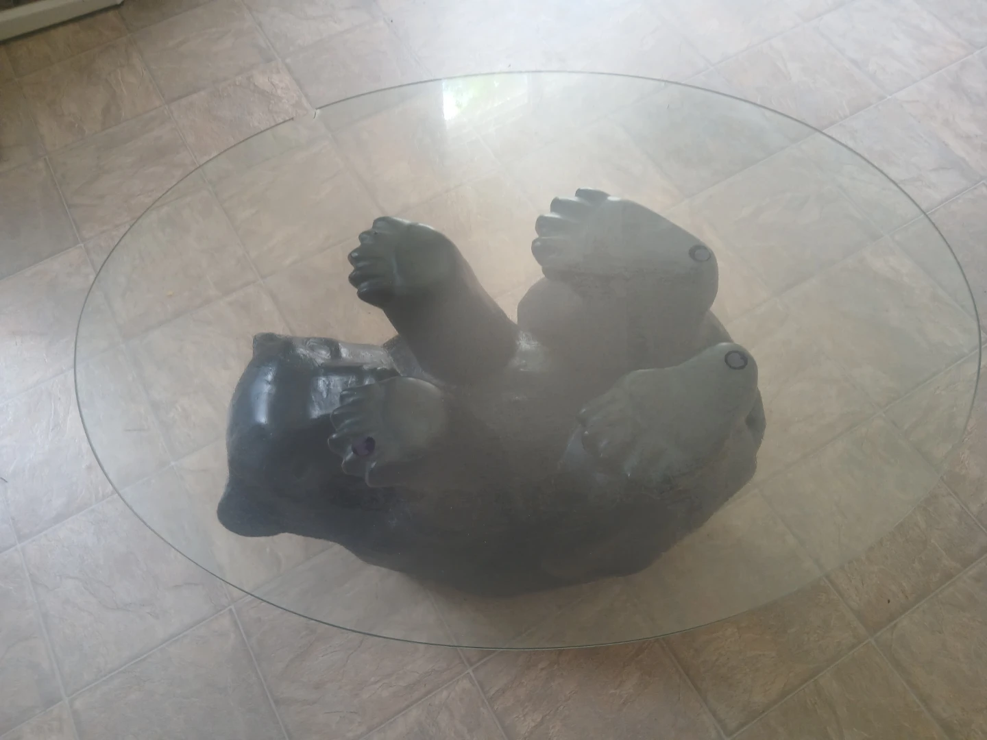 Glass Top Coffee Table with Bear Base - photo 2