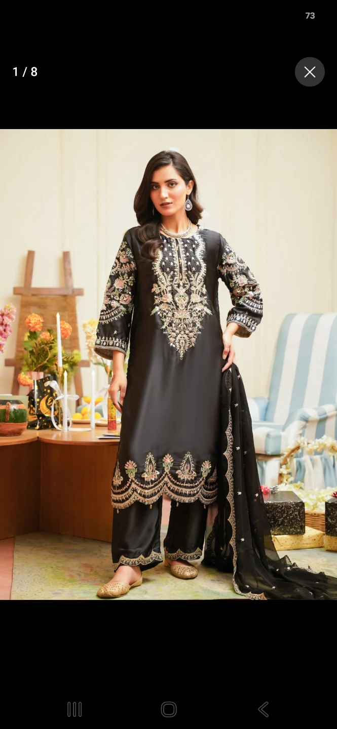 Pakistani  black colour 3 piece dress