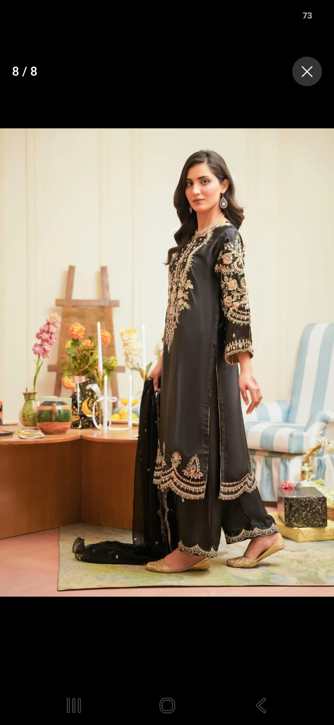 Pakistani  black colour 3 piece dress - photo 2