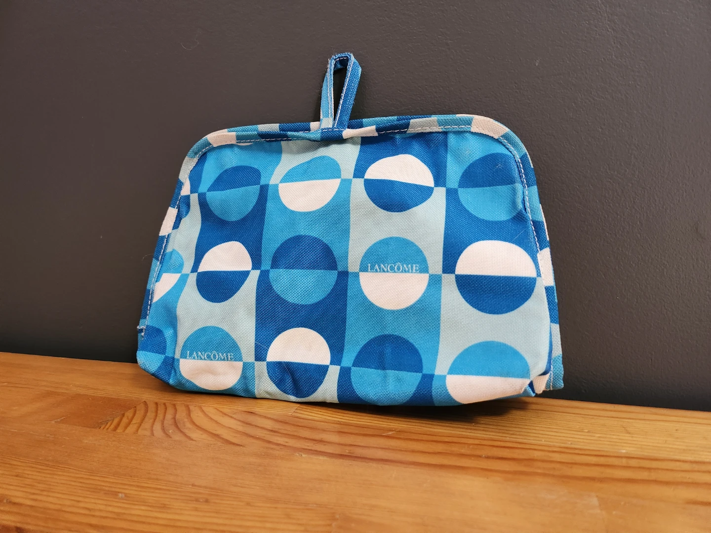 Lancome Geometric Blue Hanging Toiletry Bag