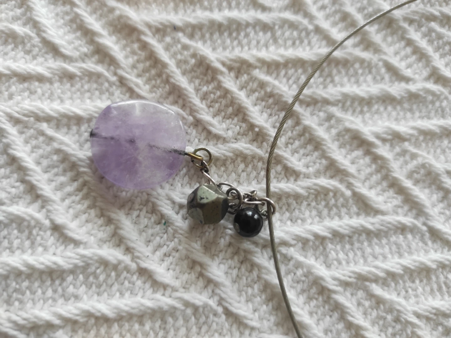 Amethyst, pyrite, onyx necklace - photo 3