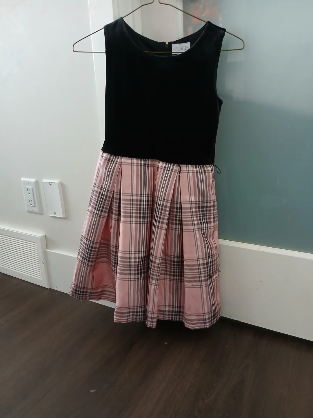 The Children's Place Black Velvet & Plaid Dress