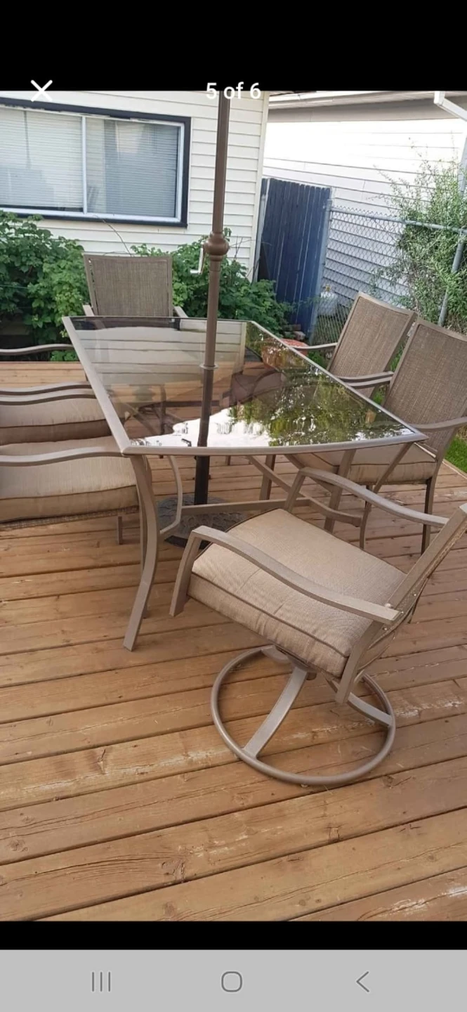 Patio Set with Six chairs, Glass Tabletop & Umbrella - photo 3